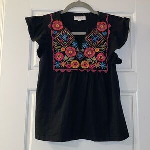 Black Embroidered Top
